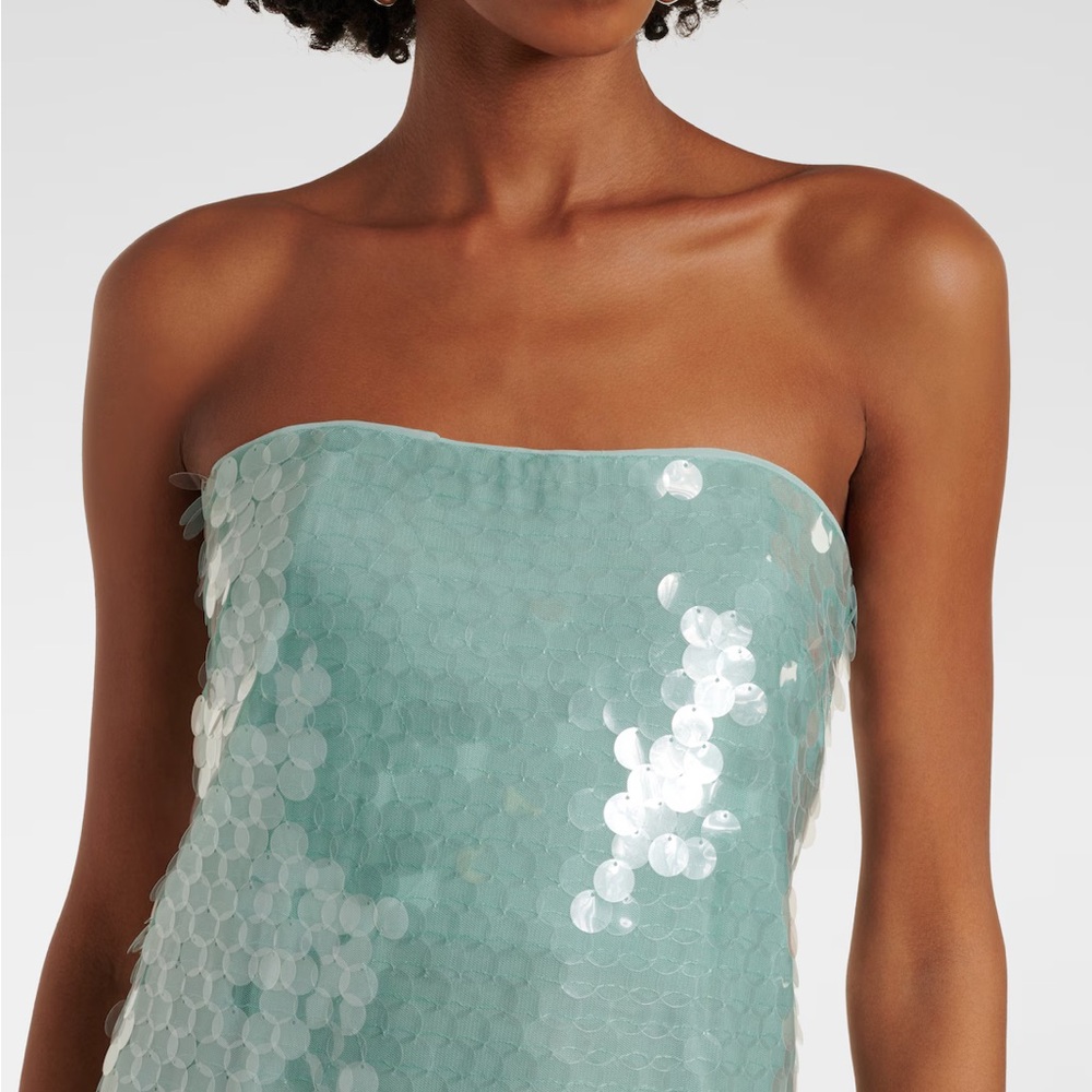 STAUD Mint Sequin Strapless Midi Dress - Picture 3 of 8